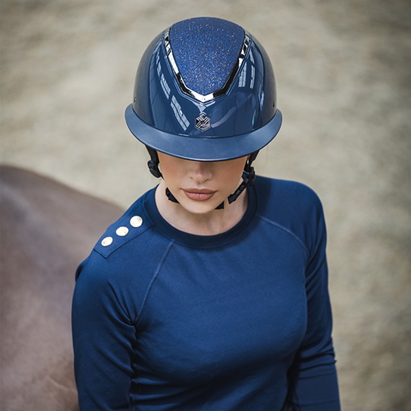 2025 Charles Owen Kylo Wide Peak Riding Helmet KYLOW - Navy Gloss / Pewter